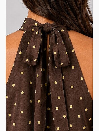 Vestido maxi de bolinhas com decote halter mixray