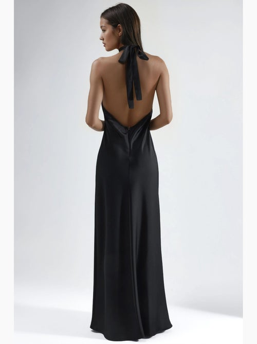 Vestido maxi de cetim com decote halter hiccup - Kiabi