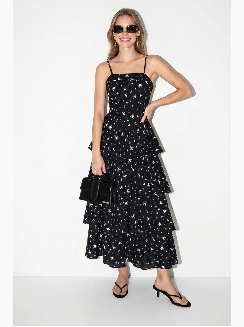 Vestido maxi de chiffon floral lucci Preto - Kiabi