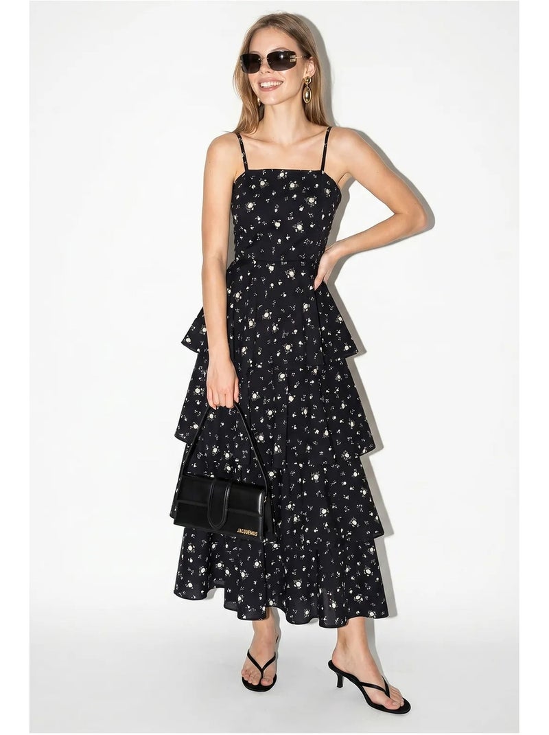 Vestido maxi de chiffon floral lucci Preto - Kiabi