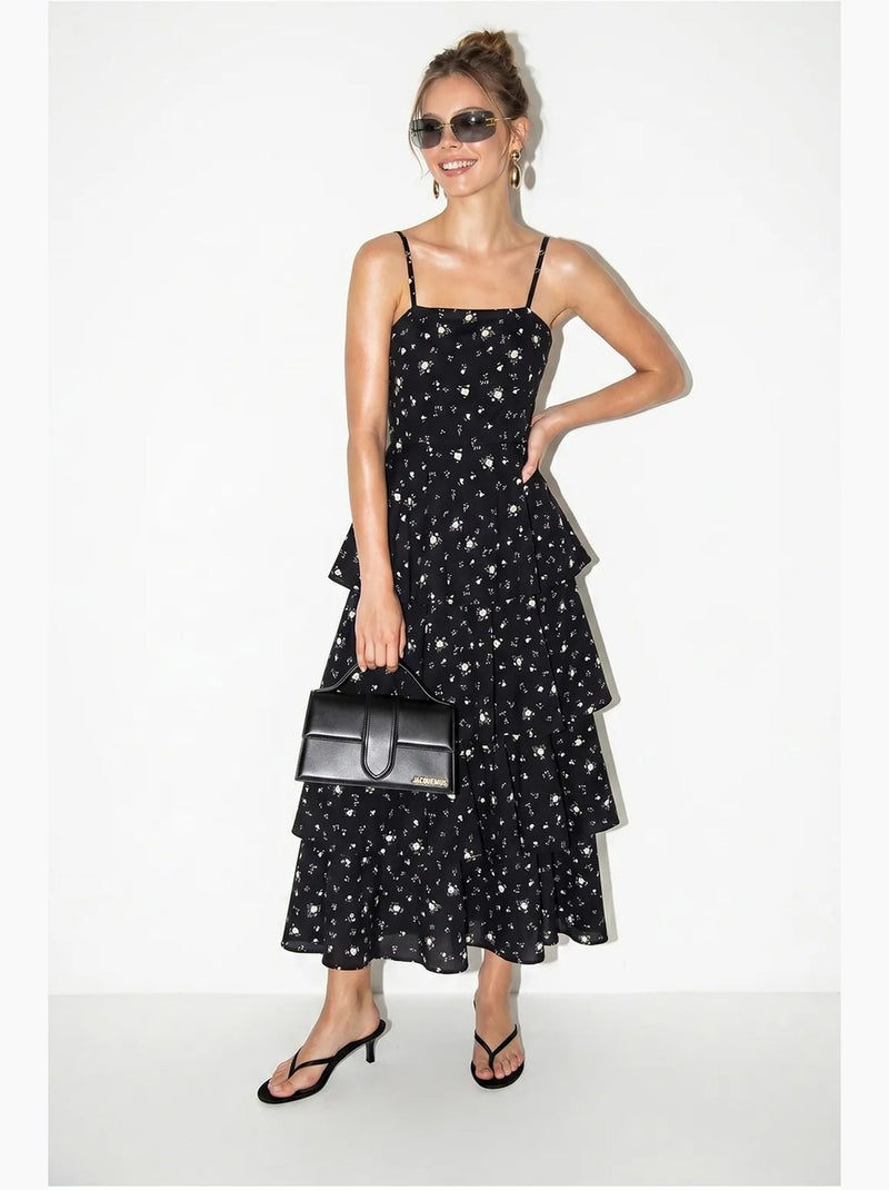 Vestido maxi de chiffon floral lucci Preto - Kiabi