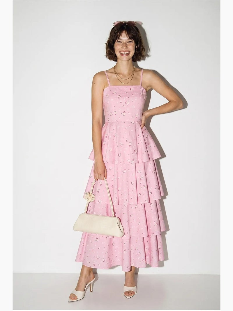 Vestido maxi de chiffon floral lucci Rosa - Kiabi