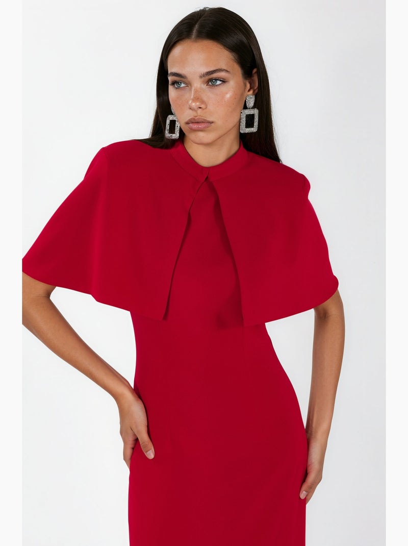 Vestido maxi de decote redondo com acessório de capa hiccup Vermelho - Kiabi