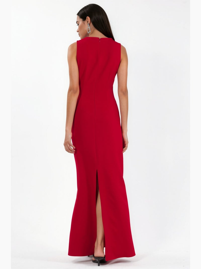 Vestido maxi de decote redondo com acessório de capa hiccup Vermelho - Kiabi
