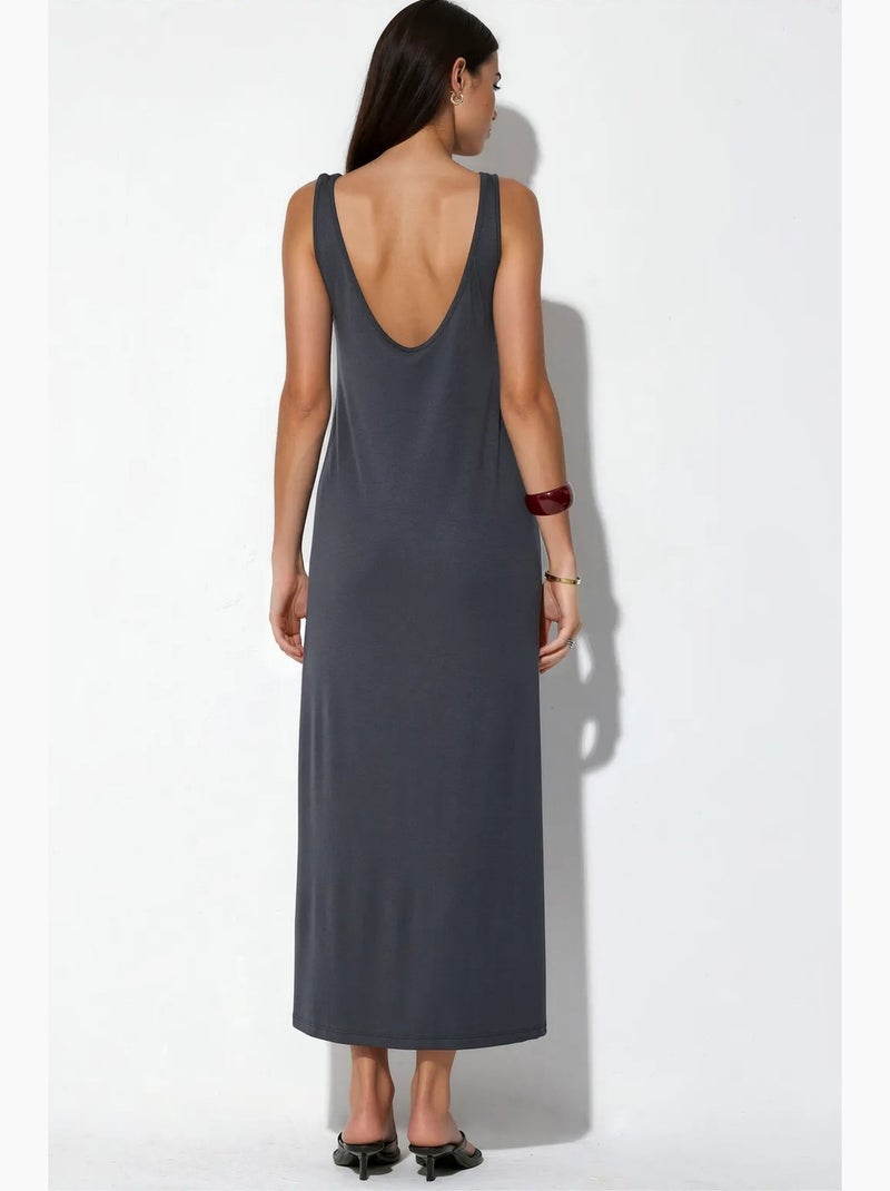 Vestido maxi de jersey liso busem Preto - Kiabi