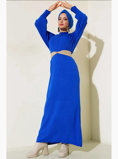 Vestido maxi de malha canelada com gola alta bdart - Kiabi