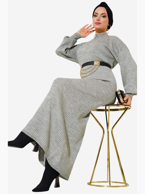 Vestido maxi de malha canelada com gola alta bdart - Kiabi Vestido maxi de malha canelada com gola alta bdart - Kiabi
