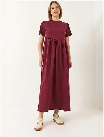 Vestido maxi de malha solta com decote redondo lucci