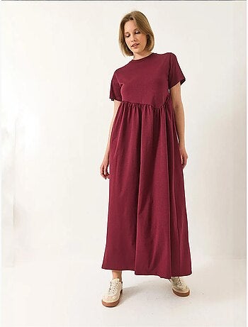 Vestido maxi de malha solta com decote redondo lucci