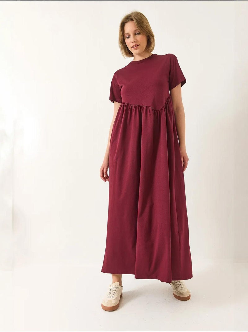 Vestido maxi de malha solta com decote redondo lucci Vermelho bordô - Kiabi