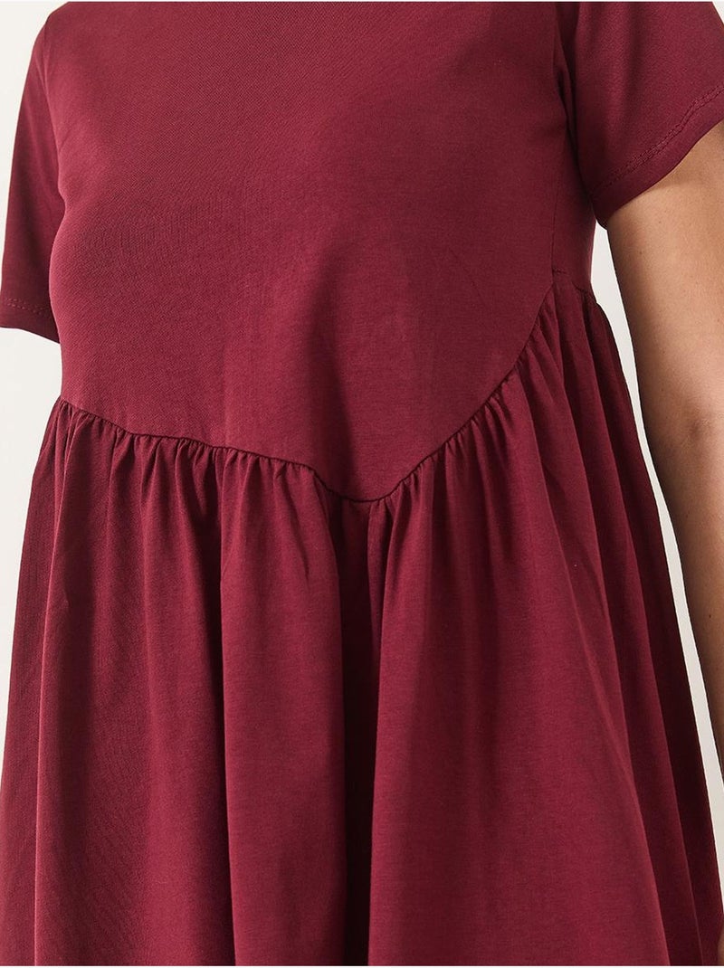 Vestido maxi de malha solta com decote redondo lucci Vermelho bordô - Kiabi