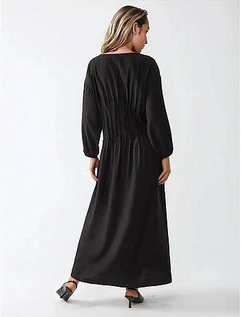 Vestido maxi de manga comprida com decote redondo hiccup