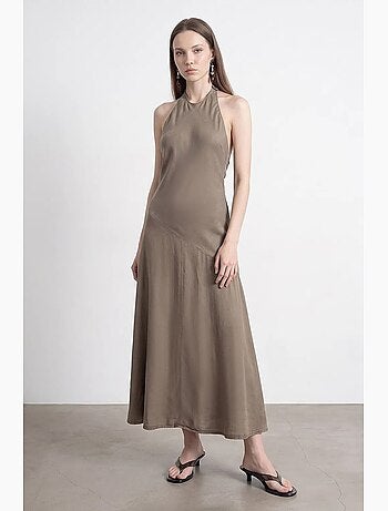 Vestido maxi de tencel com decote halter dilvin