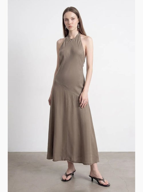 Vestido maxi de tencel com decote halter dilvin - Kiabi