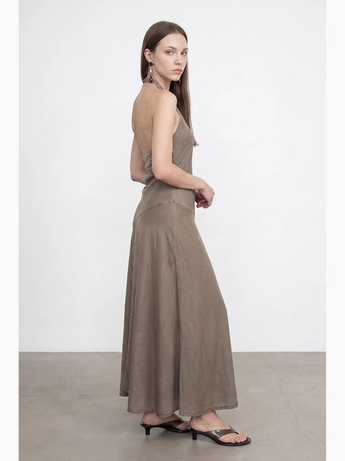 Vestido maxi de tencel com decote halter dilvin - Kiabi