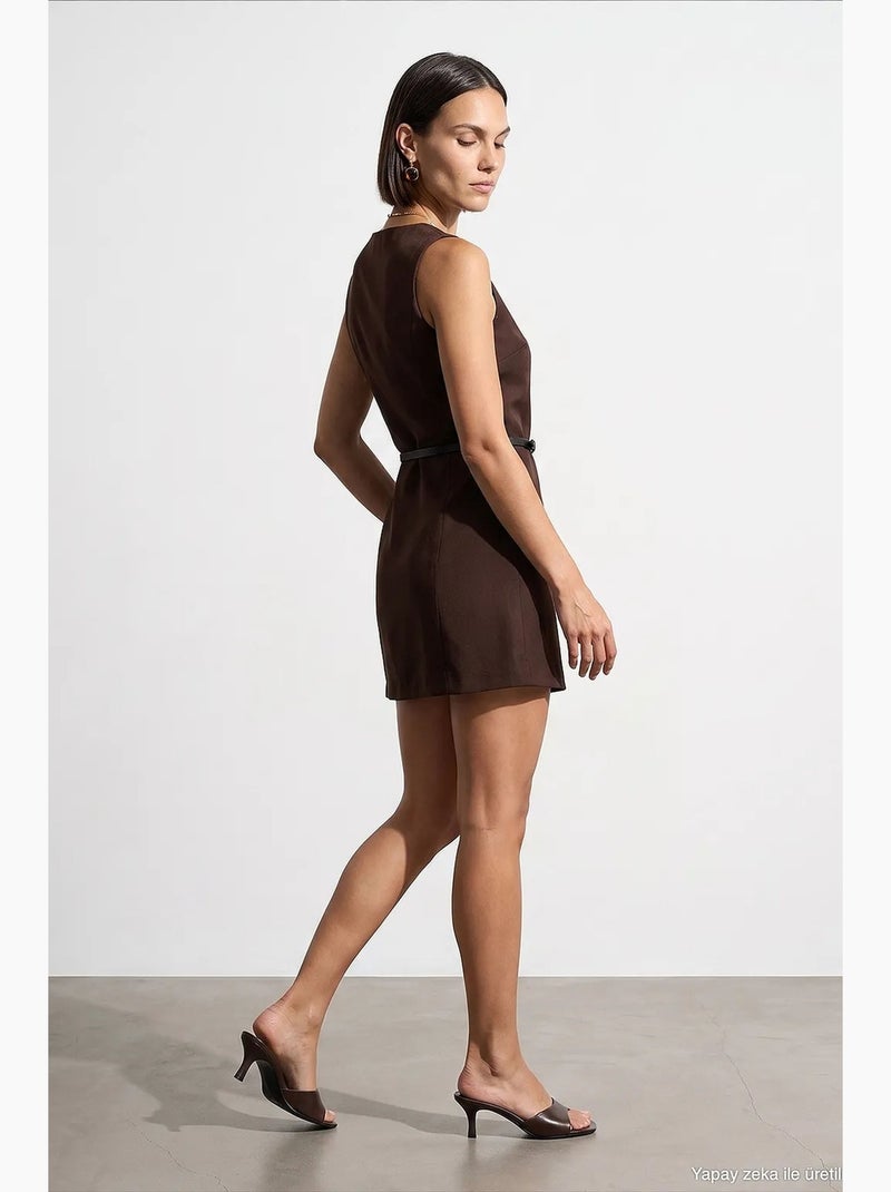 Vestido maxi de tencel dilvin Castanho-chocolate - Kiabi