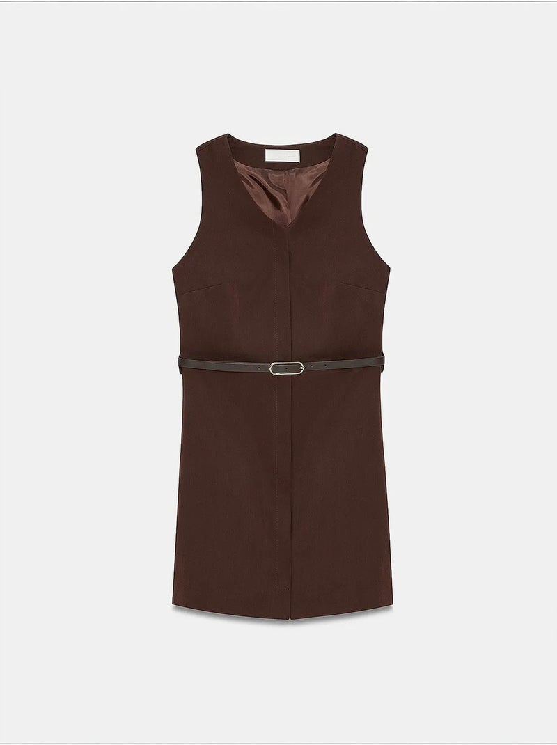 Vestido maxi de tencel dilvin Castanho-chocolate - Kiabi