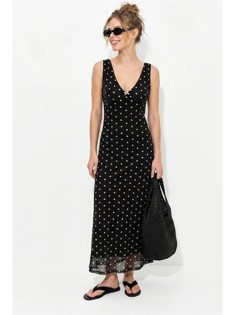 Vestido maxi de tule com bolinhas lucci Preto - Kiabi