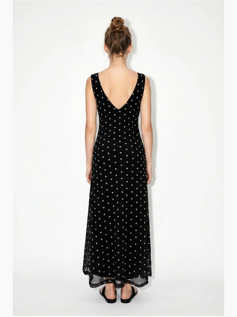 Vestido maxi de tule com bolinhas lucci Preto - Kiabi