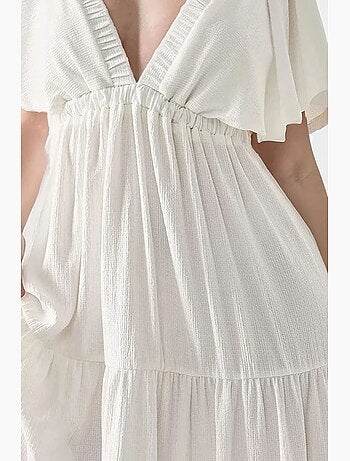 Vestido maxi em a com decote em v texturizado hiccup