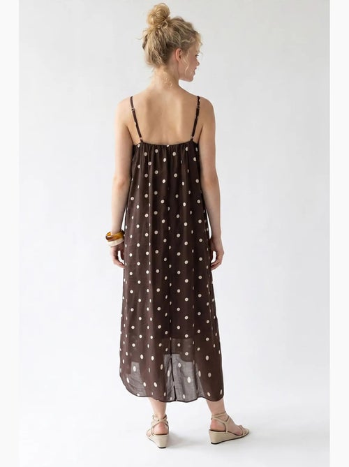 Vestido maxi em linha a com bolinhas mixray - Kiabi Vestido maxi em linha a com bolinhas mixray - Kiabi