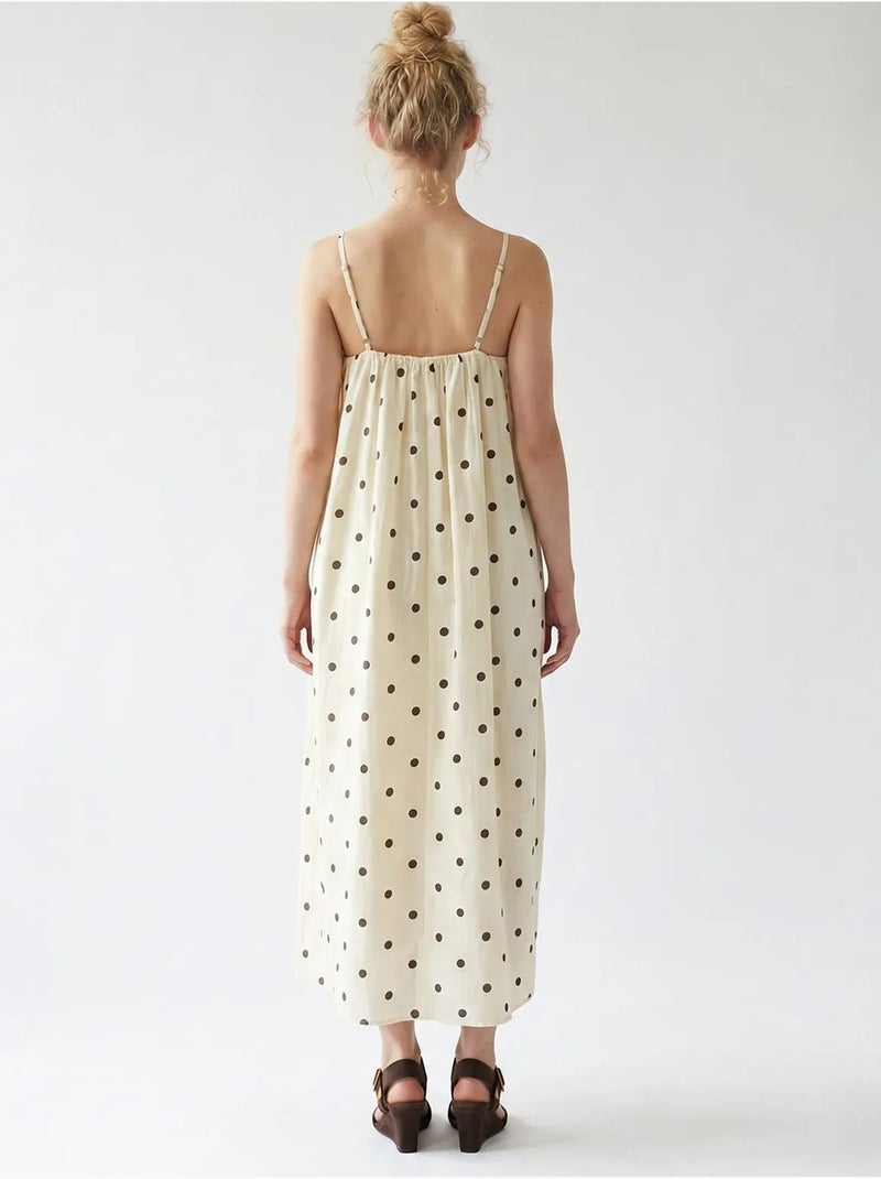 Vestido maxi em linha a com bolinhas mixray Creme - Kiabi