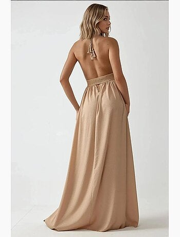 Vestido maxi em linha a com decote em v hiccup