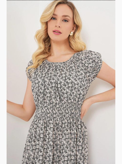 Vestido maxi em linha a floral com detalhes elásticos bdart - Kiabi