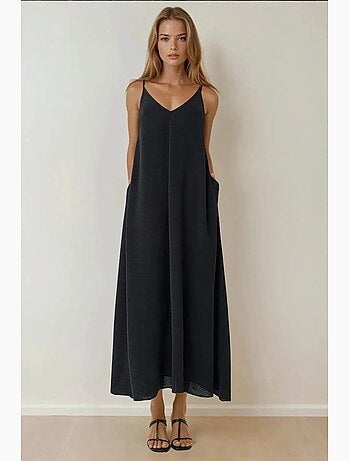 Vestido maxi em linha a hiccup