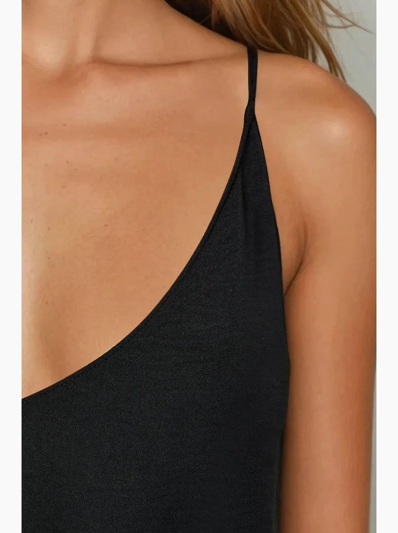 Vestido maxi em linha a hiccup Preto - Kiabi