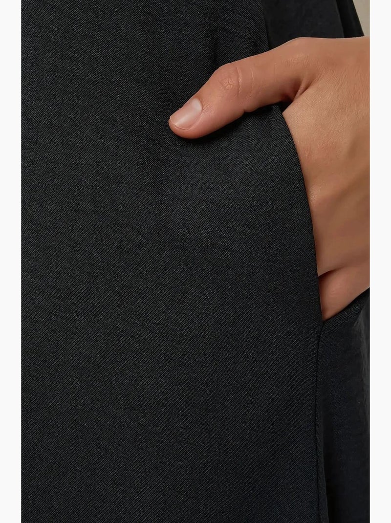 Vestido maxi em linha a hiccup Preto - Kiabi