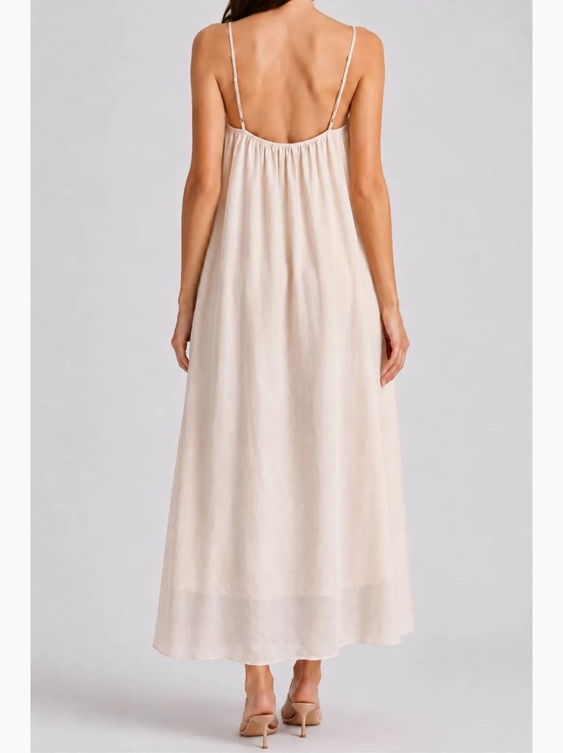Vestido maxi em linha a sem mangas mixray Bege-argila - Kiabi