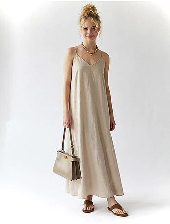 Vestido maxi em linha a sem mangas mixray