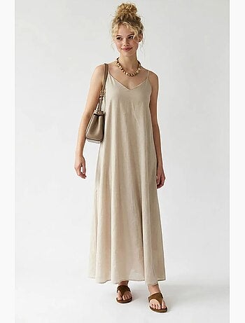 Vestido maxi em linha a sem mangas mixray