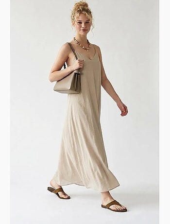 Vestido maxi em linha a sem mangas mixray