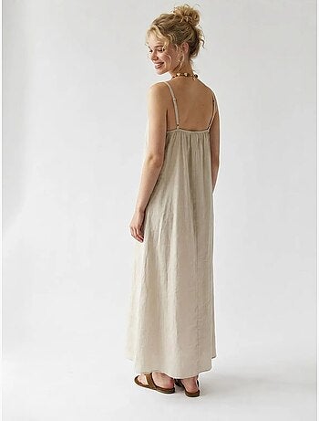 Vestido maxi em linha a sem mangas mixray