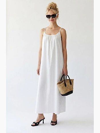 Vestido maxi em linha a sem mangas mixray