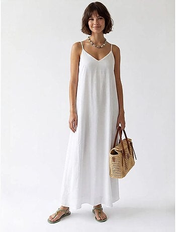 Vestido maxi em linha a sem mangas mixray