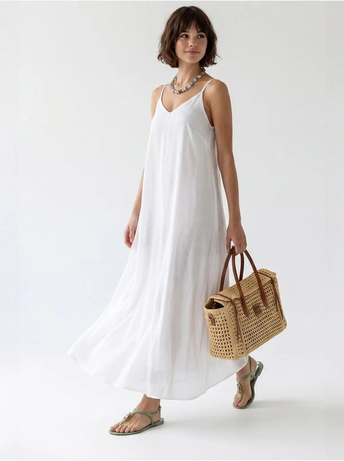 Vestido maxi em linha a sem mangas mixray - Kiabi Vestido maxi em linha a sem mangas mixray - Kiabi