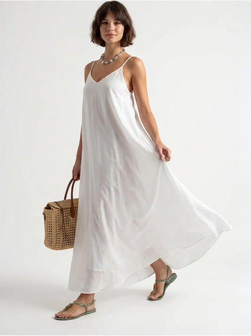 Vestido maxi em linha a sem mangas mixray - Kiabi Vestido maxi em linha a sem mangas mixray - Kiabi