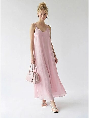 Vestido maxi em linha a sem mangas mixray