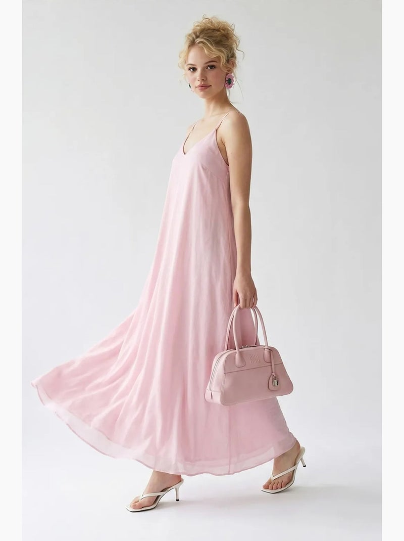 Vestido maxi em linha a sem mangas mixray Rosa doce - Kiabi