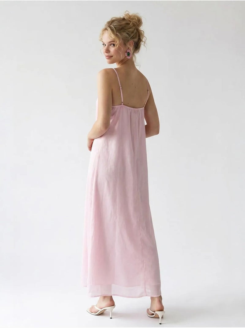 Vestido maxi em linha a sem mangas mixray Rosa doce - Kiabi