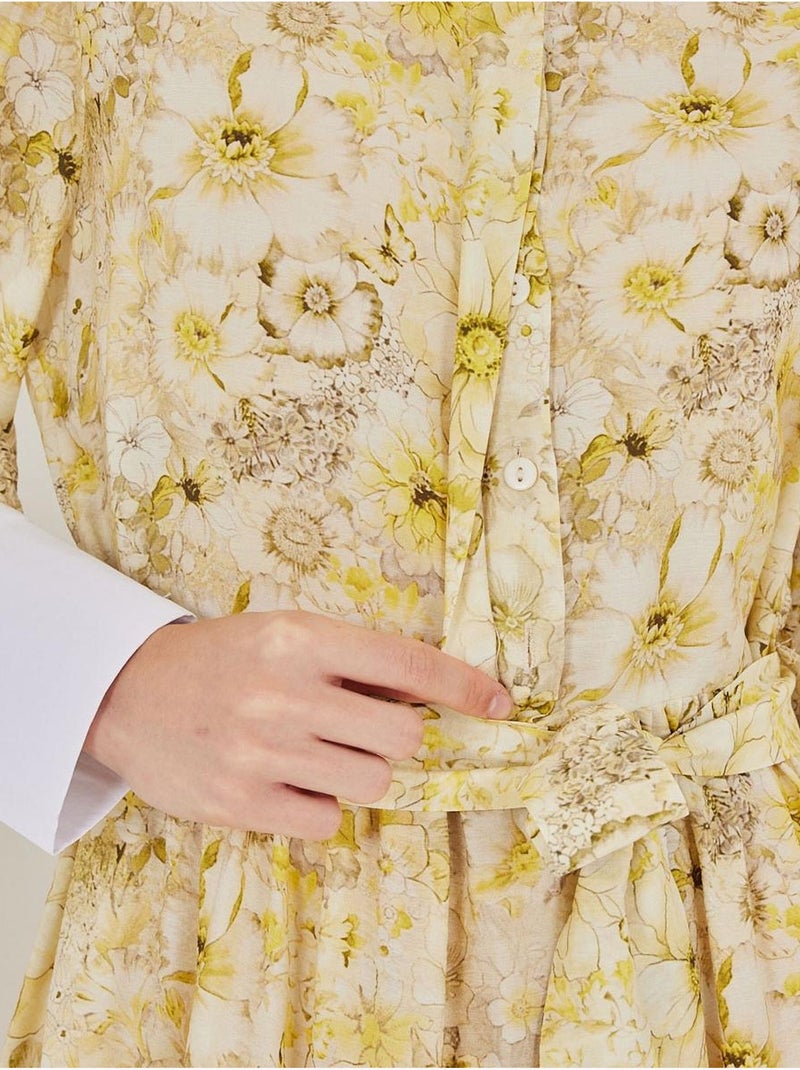 Vestido maxi em mistura de viscose com padrão e fecho de botões bdart Âmbar - Kiabi