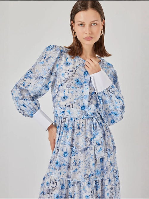 Vestido maxi em mistura de viscose com padrão e fecho de botões bdart - Kiabi Vestido maxi em mistura de viscose com padrão e fecho de botões bdart - Kiabi