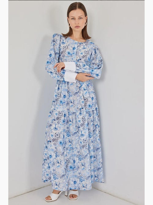 Vestido maxi em mistura de viscose com padrão e fecho de botões bdart - Kiabi Vestido maxi em mistura de viscose com padrão e fecho de botões bdart - Kiabi