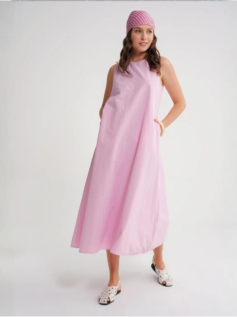 Vestido maxi em popelina com bolsos mixray Rosa-pálido - Kiabi
