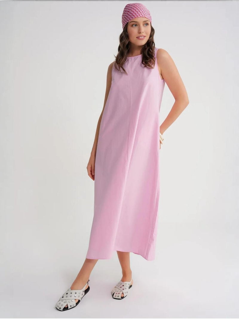 Vestido maxi em popelina com bolsos mixray Rosa-pálido - Kiabi