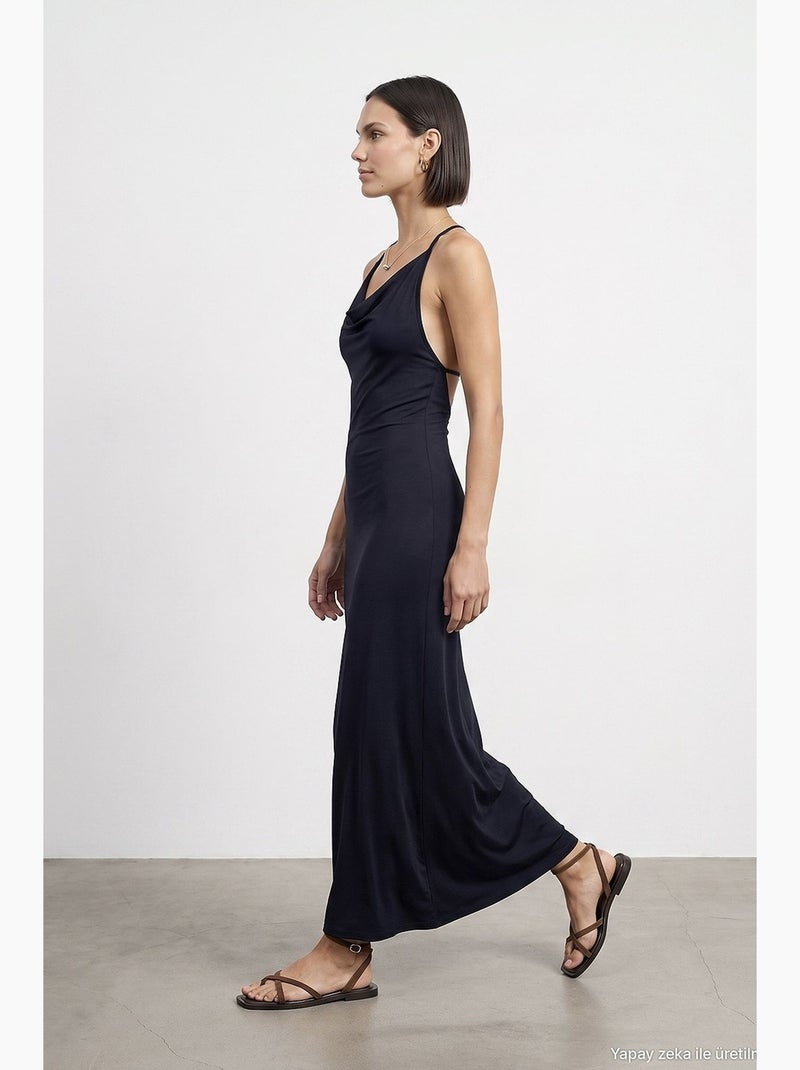 Vestido maxi em viscose dilvin Azul-marinho - Kiabi