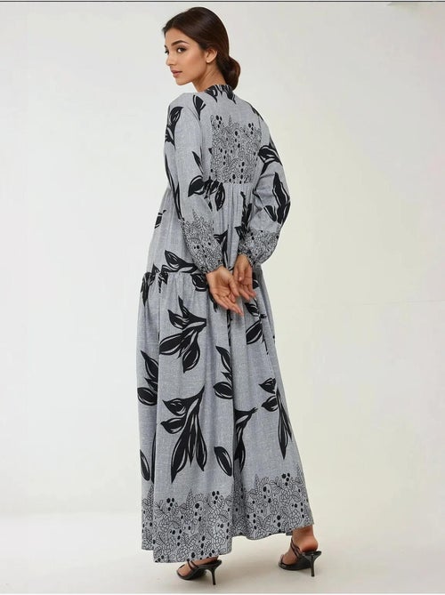 Vestido maxi em viscose estampada com manga comprida hiccup - Kiabi Vestido maxi em viscose estampada com manga comprida hiccup - Kiabi